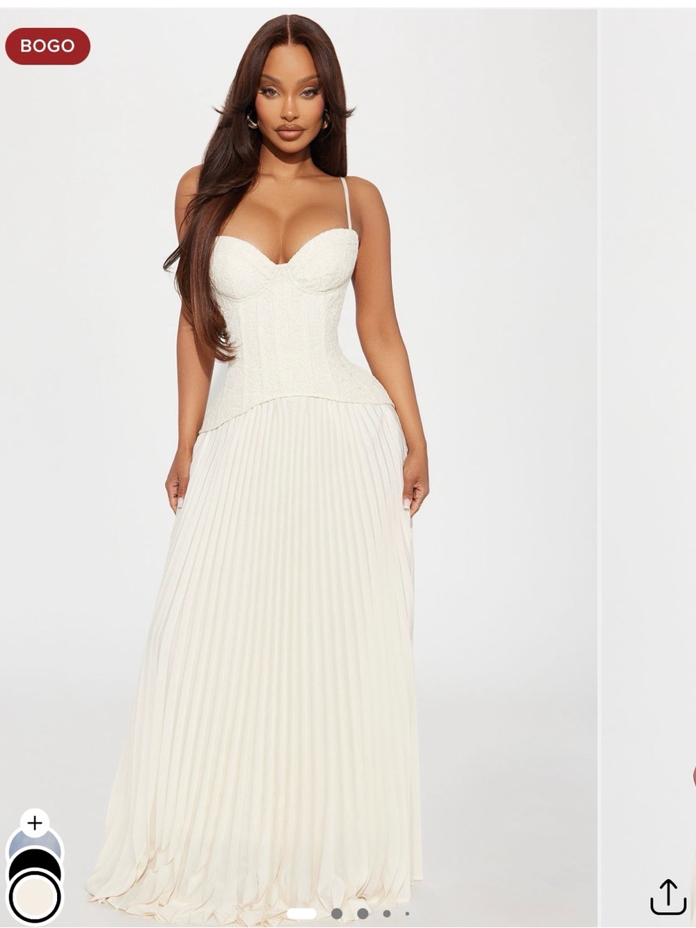 Daniella Lace Corset Pleated Maxi Dress